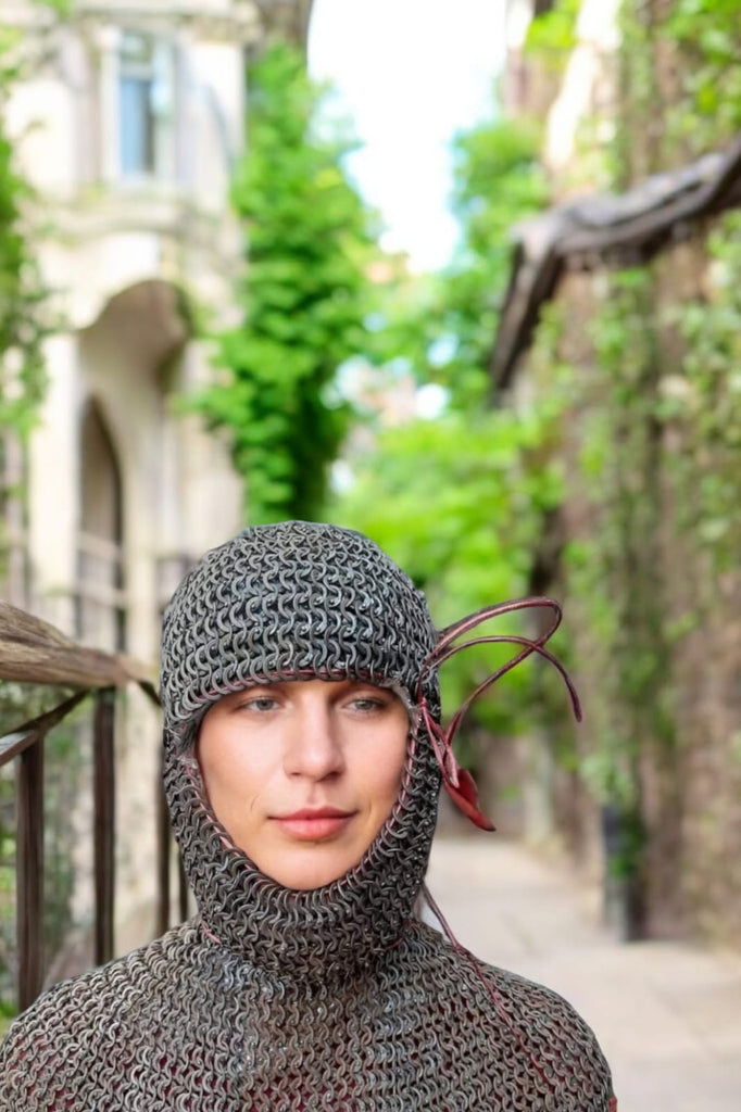 Coif (Capuche) En Cotte De Maille Médiévale - Anneaux Rivetés Acier - Pour Reconstitution, LARP, Costume Chevalier/Templier - 6